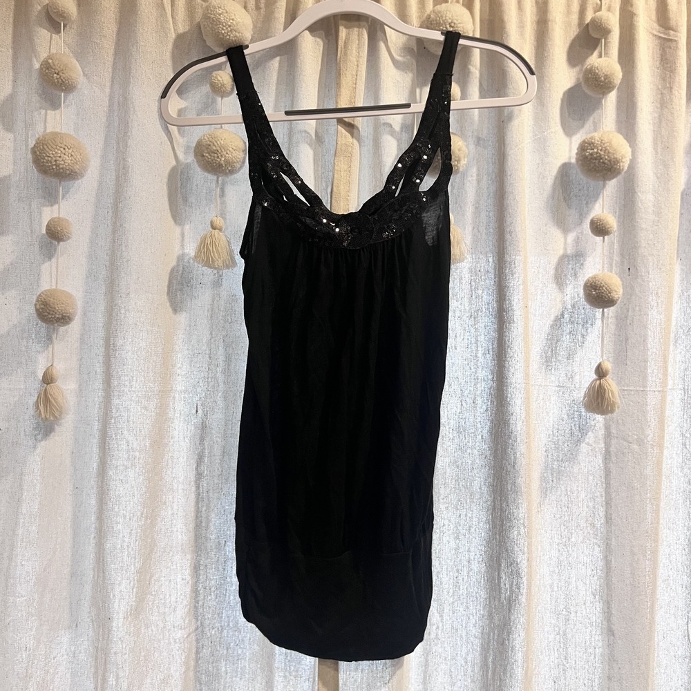 Motive-Black Sequin Cami Top Size M